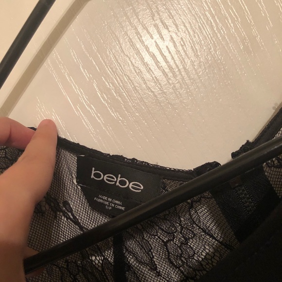 Bebe black peplum peony dress SIZE Small - Picture 3 of 5